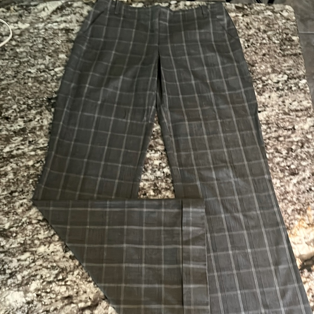 Bebe Flare Wide Leg cuffed Plaid Trousers